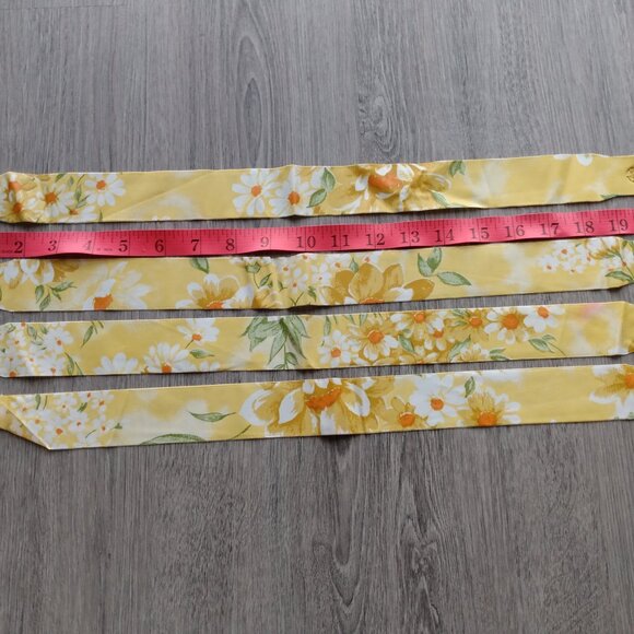 Vintage Vinyl Window Curtains Yellow Floral Set of 4 Panels Tiebacks 33" x 46.5" - Picture 11 of 11